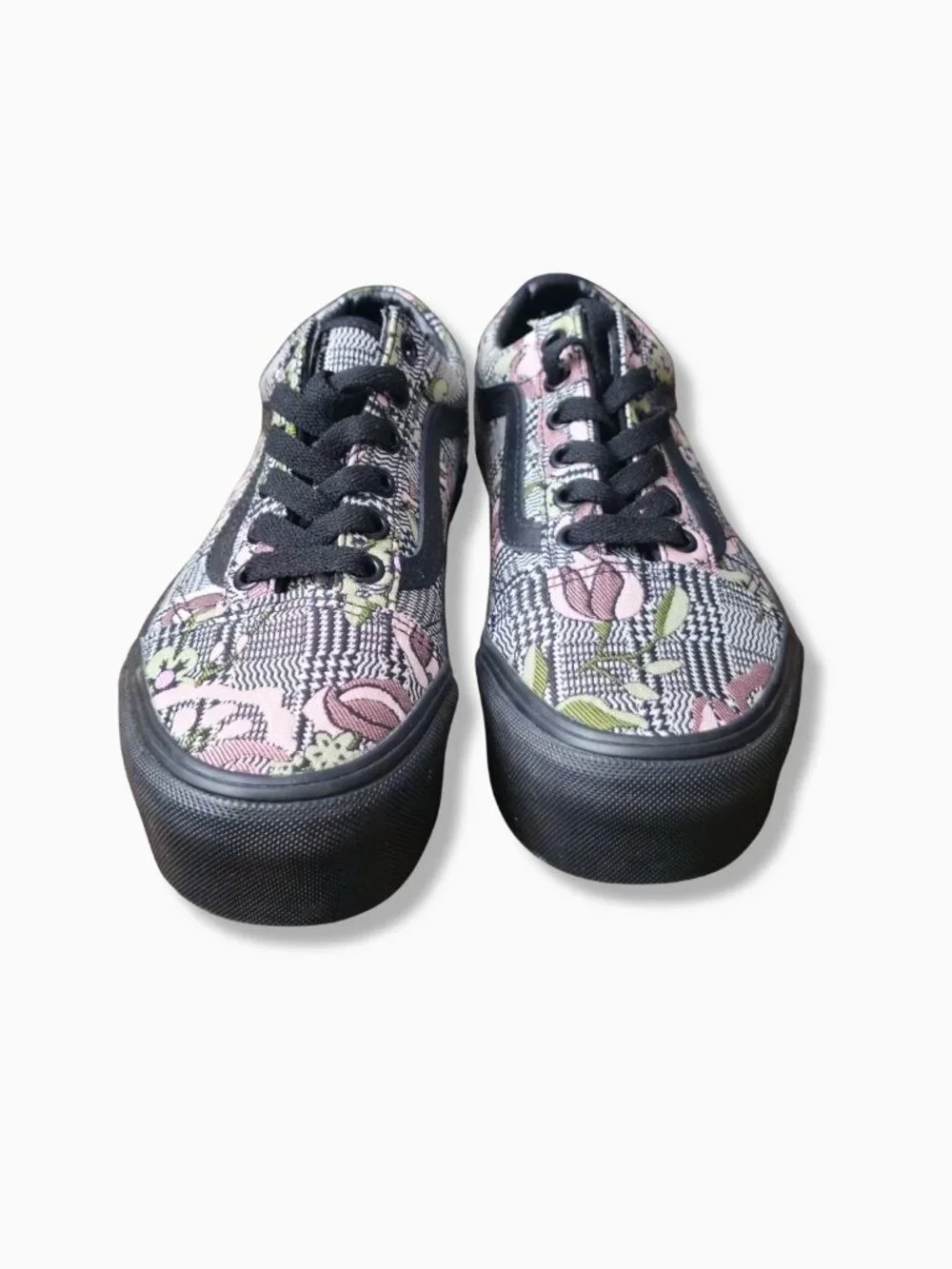 Vans Old Skool Stackform Tapestry Floral Black Platform Sneakers Women's Size 5